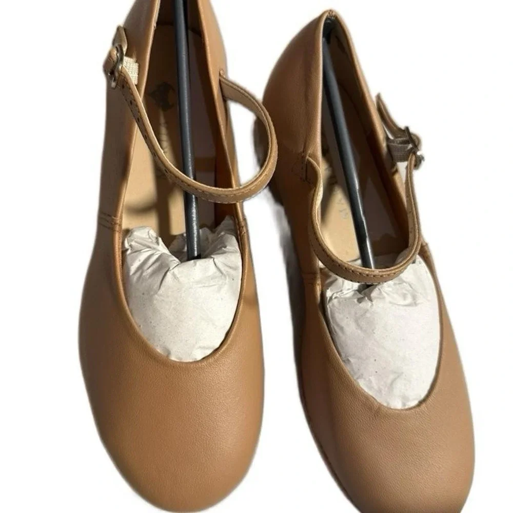 Mariia Tan Mariia Soft Leather Mary Jane Tap Shoes Size 2 Wide NEW NIB